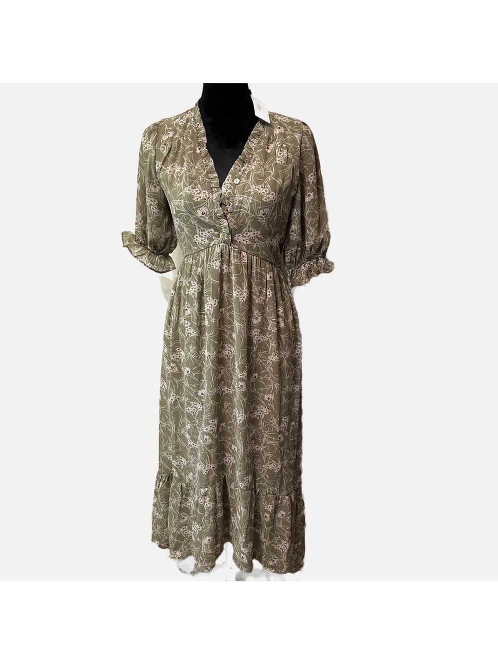 NEW Baltic Born Women’s Parker Midi Dress Peasant Floral Chiffon Boho